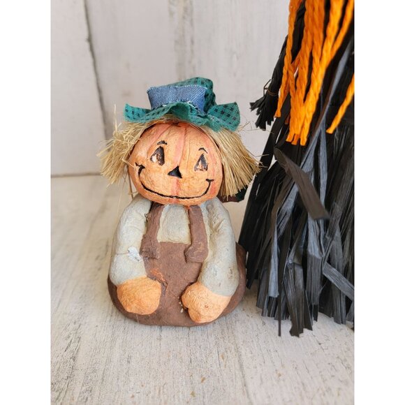 Halloween witch jack-o'-lantern scarecrow vintage Unique home decor - Picture 4 of 10